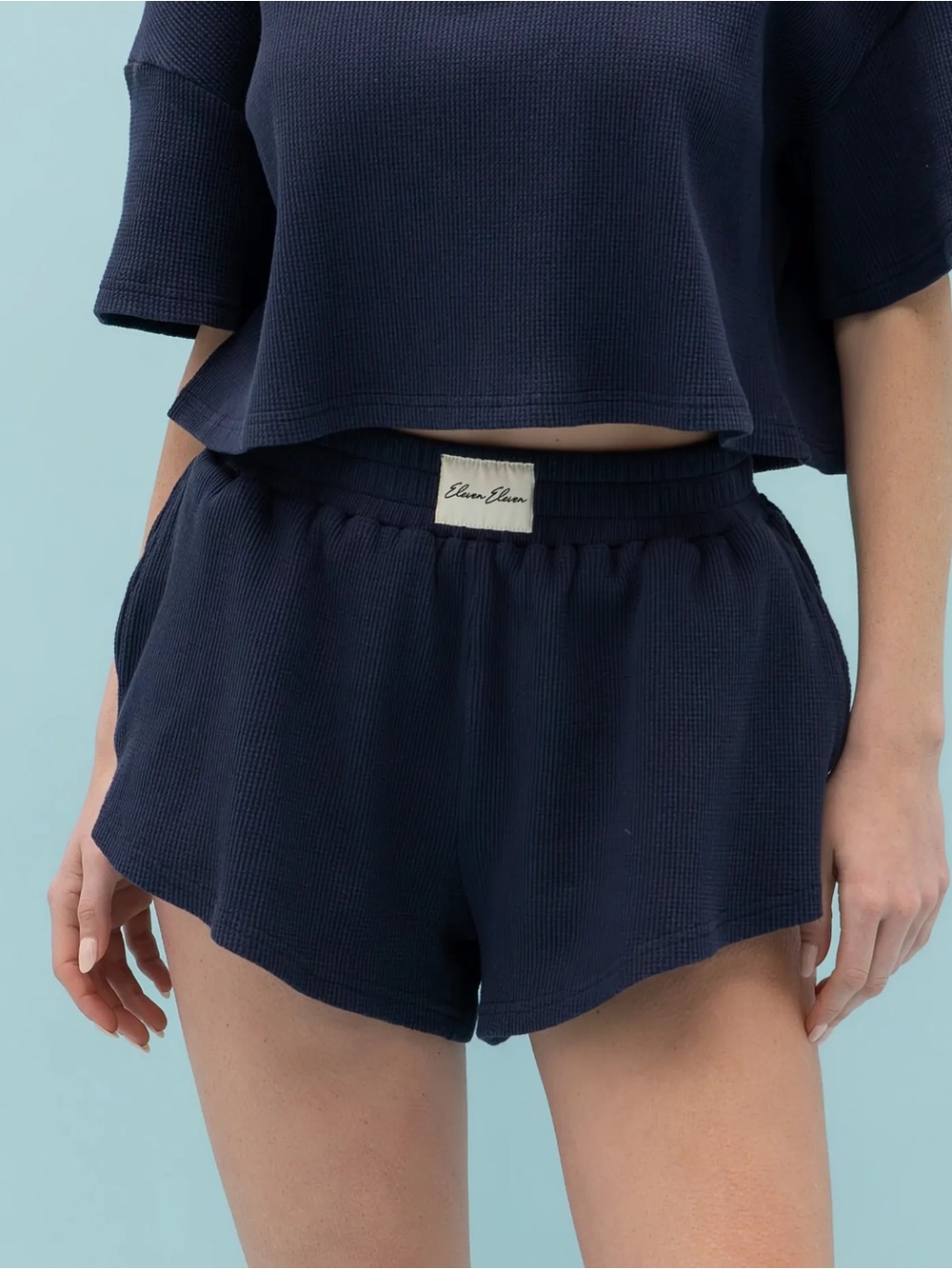 Eleven Eleven Navy Waffle Knit Shorts